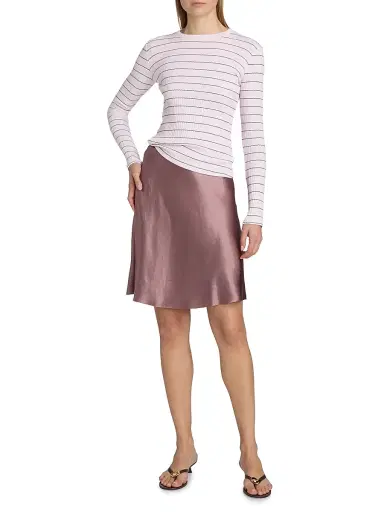Vince Women's Striped Cotton T-Shirt - Slipper Rose Combo - Size XXS | Thumbnail 2 Vince Women's Striped Cotton T-Shirt - Slipper Rose Combo - Size XXS | Thumbnail 2