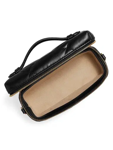Tory Burch Women's Kira Quilted Leather Vanity Case - Black | Thumbnail 2 Tory Burch Women's Kira Quilted Leather Vanity Case - Black | Thumbnail 2