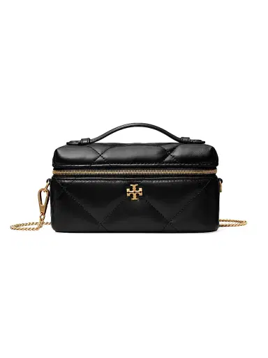 Tory Burch Women's Kira Quilted Leather Vanity Case - Black | Thumbnail 1 Tory Burch Women's Kira Quilted Leather Vanity Case - Black | Thumbnail 1