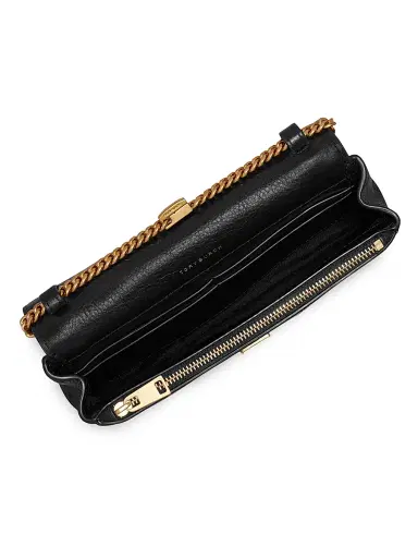 Tory Burch Women's Charlie Leather Chain Wallet - Black | Thumbnail 4