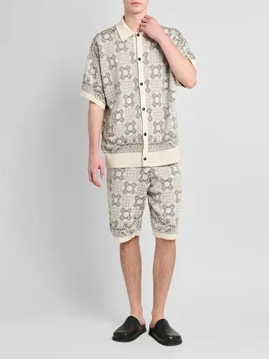 AMIRI Men's Printed Cotton-Blend Mesh Shirt - Alabaster - Size XS | Thumbnail 2