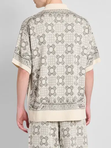 AMIRI Men's Printed Cotton-Blend Mesh Shirt - Alabaster - Size XS | Thumbnail 3