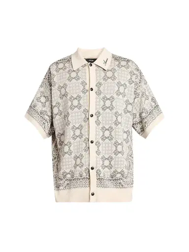 AMIRI Men's Printed Cotton-Blend Mesh Shirt - Alabaster - Size XS | Thumbnail 1