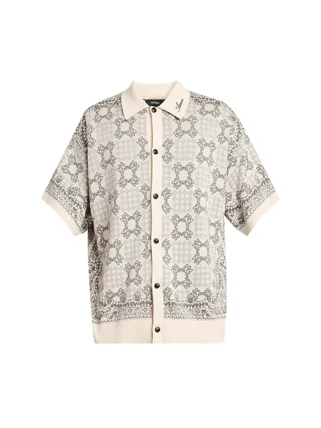 Amiri Men's Printed Cotton-Blend Mesh Shirt - Alabaster