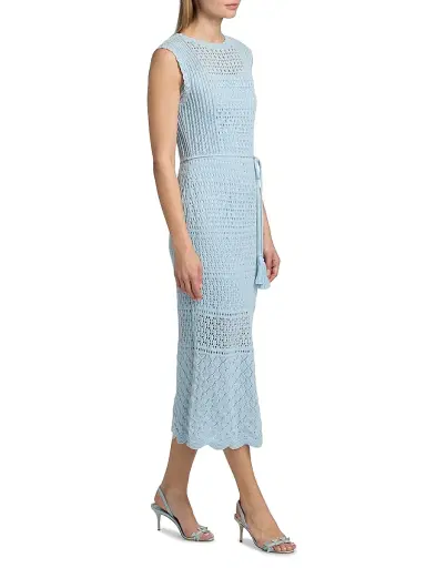 Milly Women's Kai Crochet Midi-Dress - Blue | Thumbnail 4