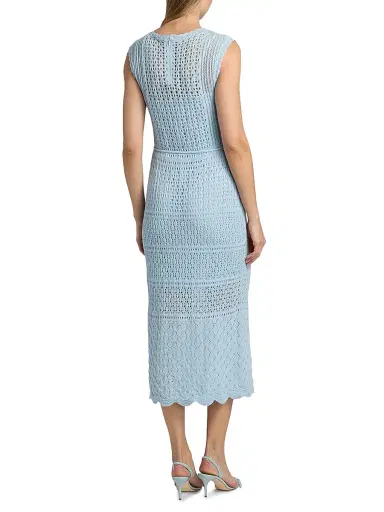 Milly Women's Kai Crochet Midi-Dress - Blue | Thumbnail 5