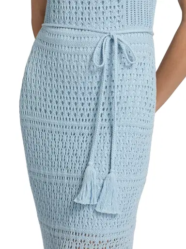 Milly Women's Kai Crochet Midi-Dress - Blue | Thumbnail 6