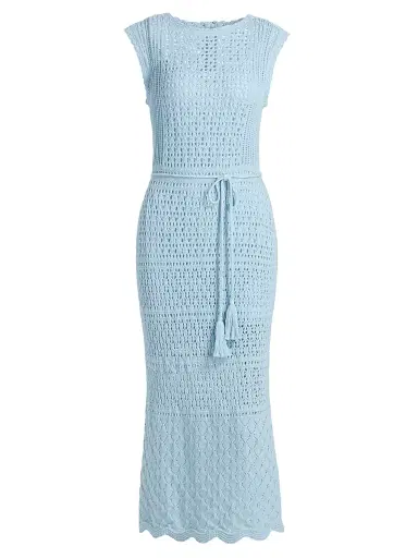 Milly Women's Kai Crochet Midi-Dress - Blue | Thumbnail 1