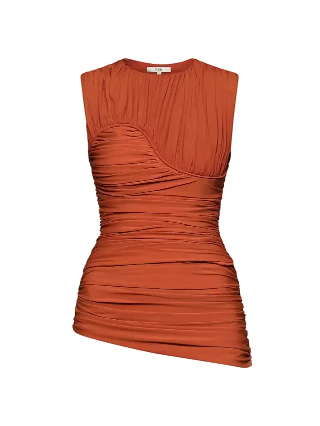 Et Ochs Women's Nylaa Stretch-Jersey Ruched Top - Terracotta