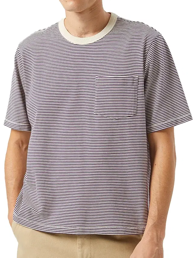 Corridor Men's Striped Cotton T-Shirt - Plum