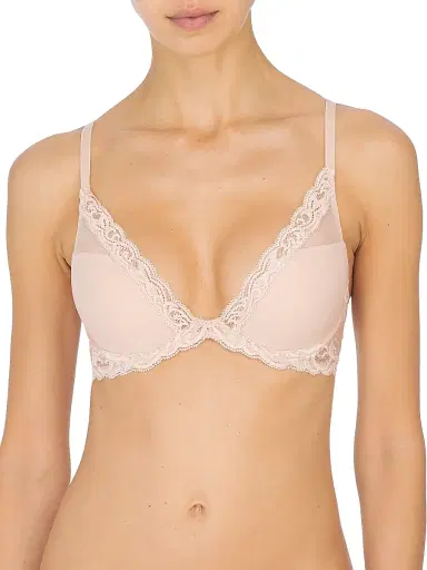 Natori Women's Feathers Plunge T-Shirt Bra - Cameo Rose - Size 36G | Thumbnail 1