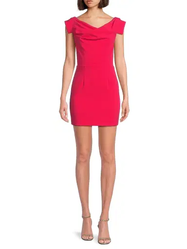 BLACK HALO Women's Jacqueline Stretch Crepe Off-The-Shoulder Minidress - Fuchsia - Size 14 | Thumbnail 2