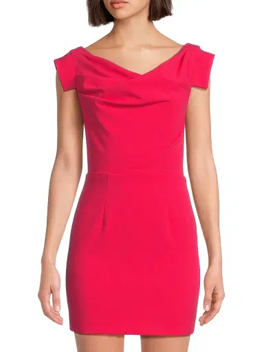 BLACK HALO Women's Jacqueline Stretch Crepe Off-The-Shoulder Minidress - Fuchsia - Size 14 | Thumbnail 3