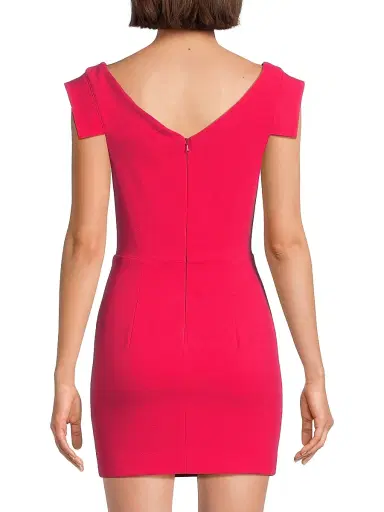 BLACK HALO Women's Jacqueline Stretch Crepe Off-The-Shoulder Minidress - Fuchsia - Size 14 | Thumbnail 5