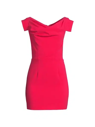 BLACK HALO Women's Jacqueline Stretch Crepe Off-The-Shoulder Minidress - Fuchsia - Size 14 | Thumbnail 1