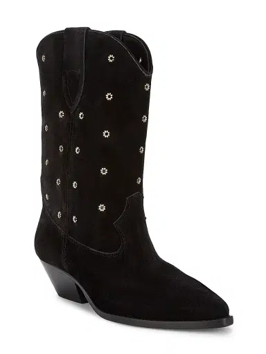 Isabel Marant Women's Duerto 40MM Grommet Suede Cowboy Boots - Black | Thumbnail 2 Isabel Marant Women's Duerto 40MM Grommet Suede Cowboy Boots - Black | Thumbnail 2