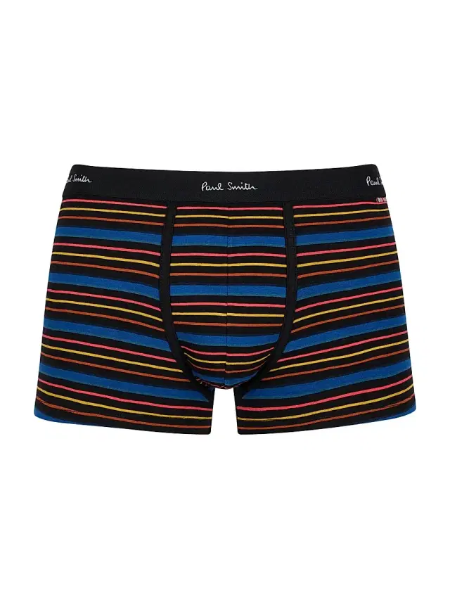 Men's Kean Striped Stretch Cotton Trunk Brief - Black