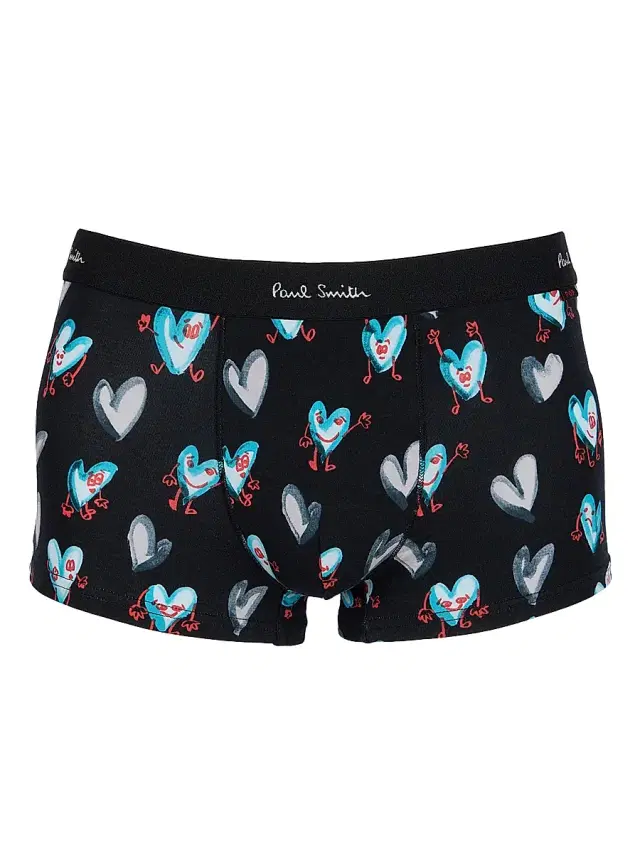 Men's Pop Heart Stretch Cotton Trunk Brief - Black