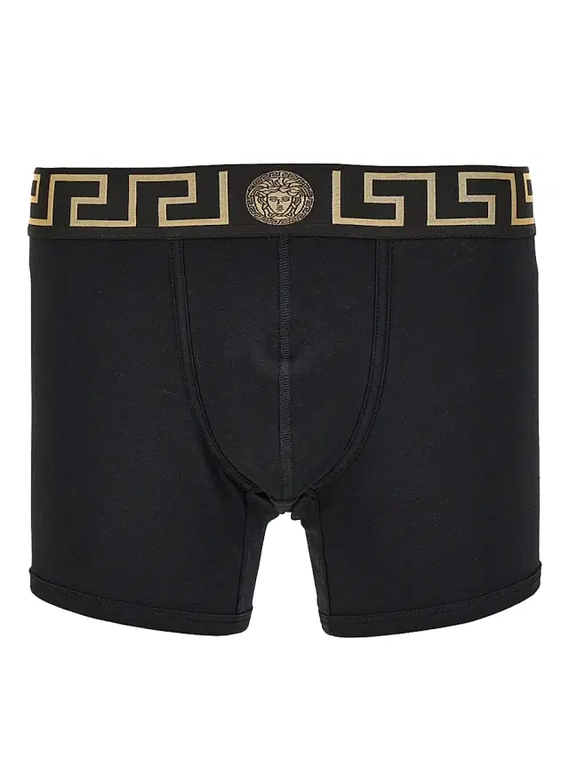 Men's Medusa Key Jersey Boxer Brief - Black Gold Greek Key