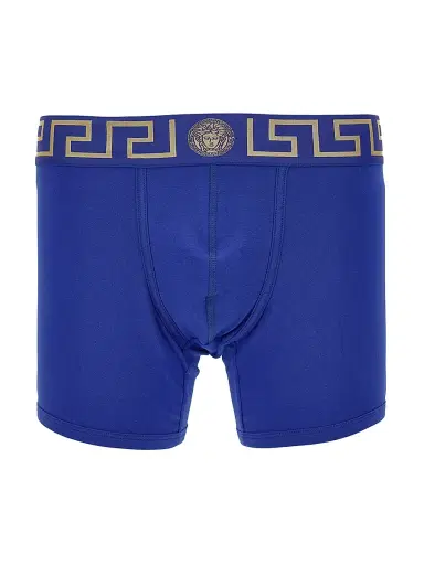 Versace Men's Medusa Key Jersey Boxer Brief - Bluette Gold - Size XXL | Thumbnail 1