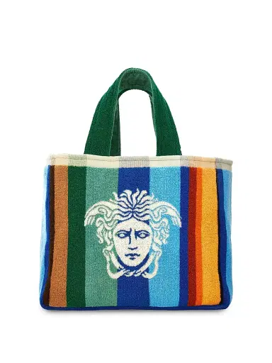 Versace Men's Striped Jacquard Medusa Tote Bag | Thumbnail 1 Versace Men's Striped Jacquard Medusa Tote Bag | Thumbnail 1
