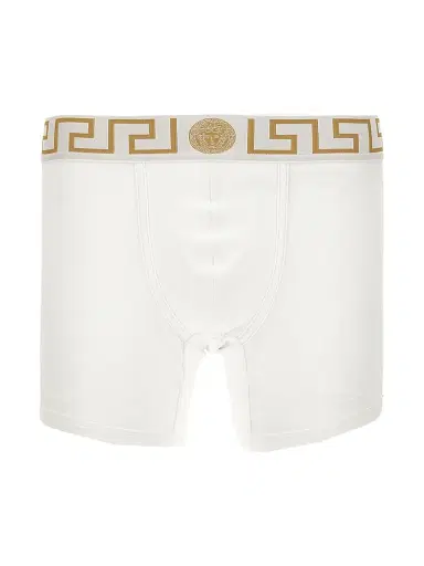 Versace Men's Medusa Key Jersey Boxer Brief - White Greek Gold - Size XXL | Thumbnail 1