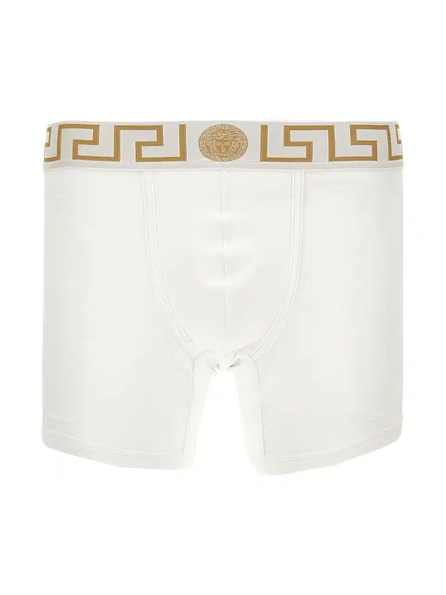 Men's Medusa Key Jersey Boxer Brief - White Greek Gold