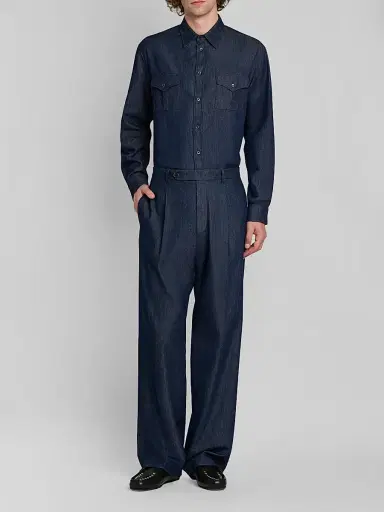 Jil Sander Men's Pleated Chambray Trousers - Magnet - Size 38 | Thumbnail 2 Jil Sander Men's Pleated Chambray Trousers - Magnet - Size 38 | Thumbnail 2