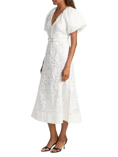 Rebecca Vallance Women's Ginger Embroidered Puff-Sleeve Midi-Dress - | Thumbnail 4 Rebecca Vallance Women's Ginger Embroidered Puff-Sleeve Midi-Dress - | Thumbnail 4