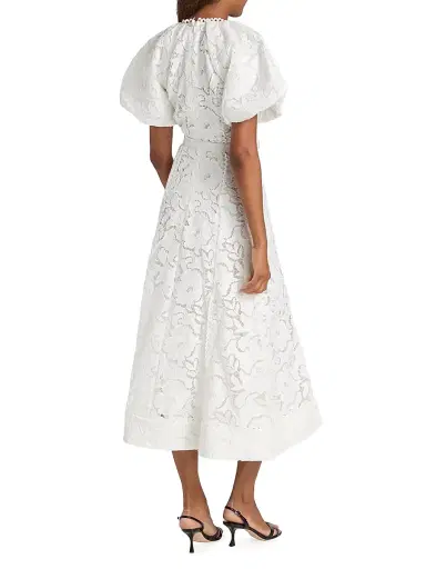 Rebecca Vallance Women's Ginger Embroidered Puff-Sleeve Midi-Dress - | Thumbnail 5 Rebecca Vallance Women's Ginger Embroidered Puff-Sleeve Midi-Dress - | Thumbnail 5