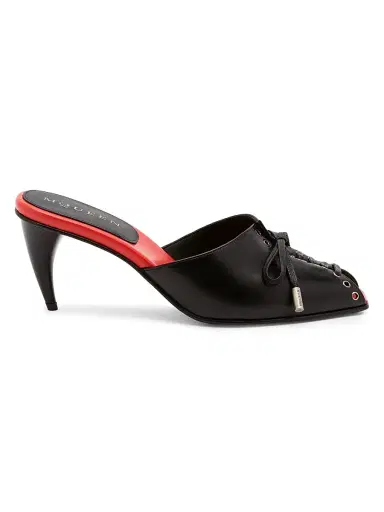 Alexander McQueen Women's Lexie 70MM Leather Mules - Black And Red - Size 9.5 | Thumbnail 1 Alexander McQueen Women's Lexie 70MM Leather Mules - Black And Red - Size 9.5 | Thumbnail 1