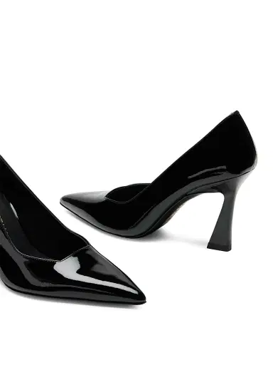 Stuart Weitzman Women's Vinnie 85MM Patent Leather Pumps - Black - Size 9.5 | Thumbnail 4