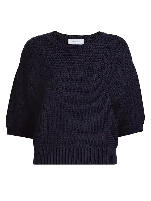 Derek Lam 10 Crosby Women's Madison Cotton Elbow-Sleeve Sweater - Navy