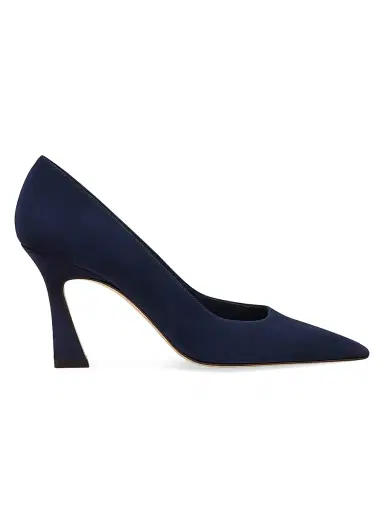 Stuart Weitzman Women's Vinnie 85MM Suede Curved Pumps | Thumbnail 1