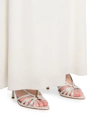 Stuart Weitzman Women's Carlyle 85MM Embellished Slingback Sandals - Cream - Size 9.5 | Thumbnail 2