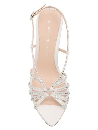 Stuart Weitzman Women's Carlyle 85MM Embellished Slingback Sandals - Cream - Size 9.5 | Thumbnail 4
