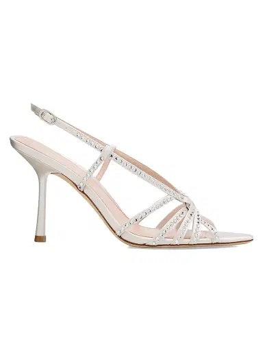 Stuart Weitzman Women's Carlyle 85MM Embellished Slingback Sandals - Cream - Size 9.5 | Thumbnail 1