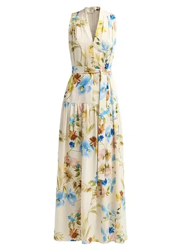 Kobi Halperin Women's Violet Floral Hammered Satin Maxi Dress - Ecru Multi - Size XXL | Thumbnail 1 Kobi Halperin Women's Violet Floral Hammered Satin Maxi Dress - Ecru Multi - Size XXL | Thumbnail 1