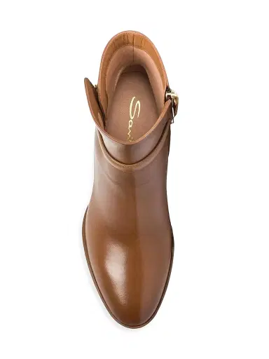 Santoni Women's Andy 65MM Leather Block-Heel Booties - Brown - Size 13 | Thumbnail 5
