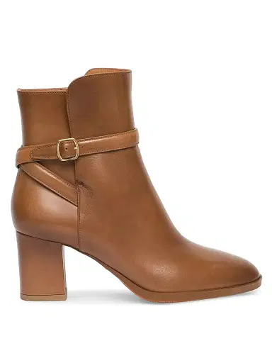 Santoni Women's Andy 65MM Leather Block-Heel Booties - Brown - Size 13 | Thumbnail 1