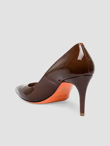 Santoni Women's Sibil 85MM Patent Leather Stiletto Pumps - Brown - Size 12 | Thumbnail 2