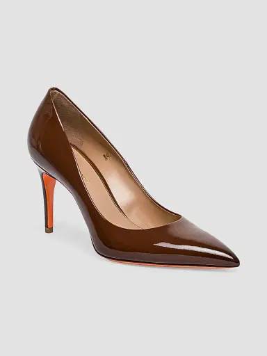 Santoni Women's Sibil 85MM Patent Leather Stiletto Pumps - Brown - Size 12 | Thumbnail 4