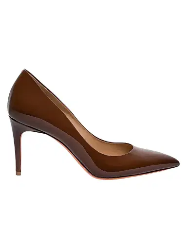Santoni Women's Sibil 85MM Patent Leather Stiletto Pumps - Brown - Size 12 | Thumbnail 1