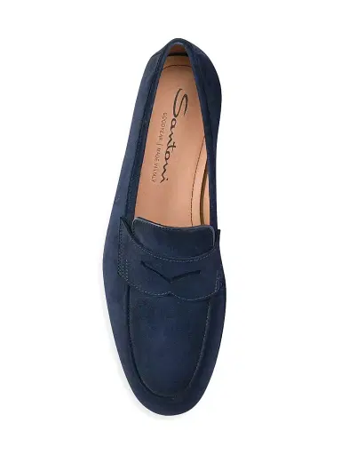 Santoni Women's Carla Suede Penny Loafers - Navy Blue - Size 12 | Thumbnail 5 Santoni Women's Carla Suede Penny Loafers - Navy Blue - Size 12 | Thumbnail 5