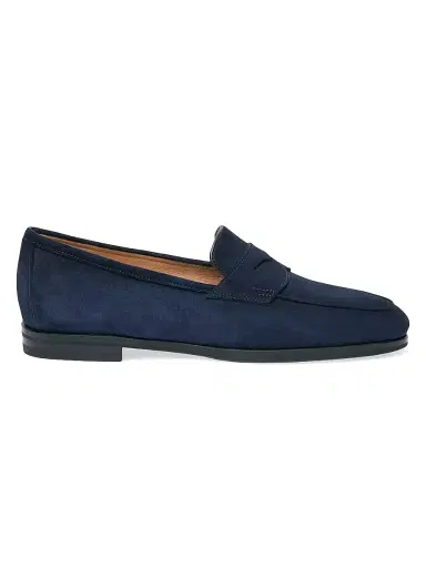 Santoni Women's Carla Suede Penny Loafers - Navy Blue - Size 12 | Thumbnail 1 Santoni Women's Carla Suede Penny Loafers - Navy Blue - Size 12 | Thumbnail 1
