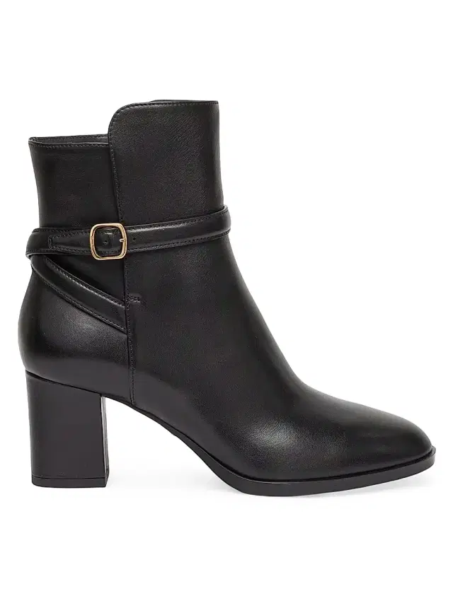 Santoni Women's Andy 65MM Leather Block-Heel Booties - Black