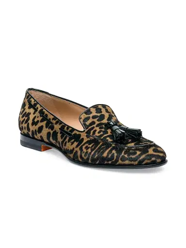 Santoni Women's Andrea Leopard-Print Calf Hair Loafers - Leopard - Size 12 | Thumbnail 2