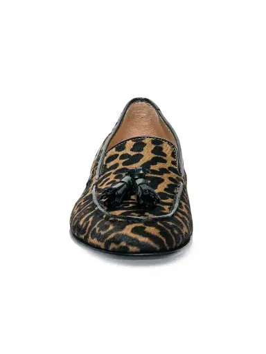 Santoni Women's Andrea Leopard-Print Calf Hair Loafers - Leopard - Size 12 | Thumbnail 3