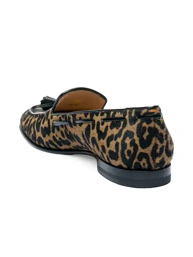 Santoni Women's Andrea Leopard-Print Calf Hair Loafers - Leopard - Size 12 | Thumbnail 4