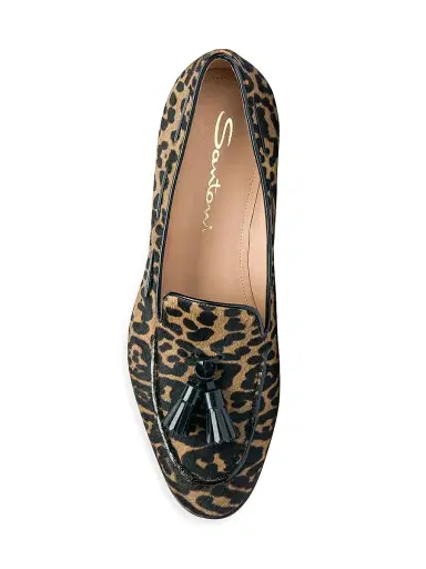 Santoni Women's Andrea Leopard-Print Calf Hair Loafers - Leopard - Size 12 | Thumbnail 5